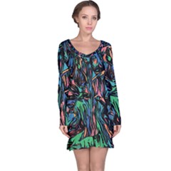 Tree Forest Abstract Forrest Long Sleeve Nightdress by Pakrebo