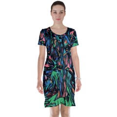 Tree Forest Abstract Forrest Short Sleeve Nightdress by Pakrebo