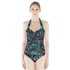 Tree Forest Abstract Forrest Halter Swimsuit by Pakrebo