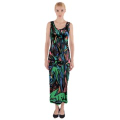 Tree Forest Abstract Forrest Fitted Maxi Dress by Pakrebo