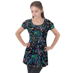 Tree Forest Abstract Forrest Puff Sleeve Tunic Top by Pakrebo