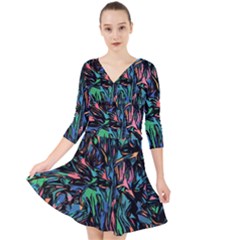 Tree Forest Abstract Forrest Quarter Sleeve Front Wrap Dress by Pakrebo