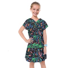 Tree Forest Abstract Forrest Kids  Drop Waist Dress by Pakrebo