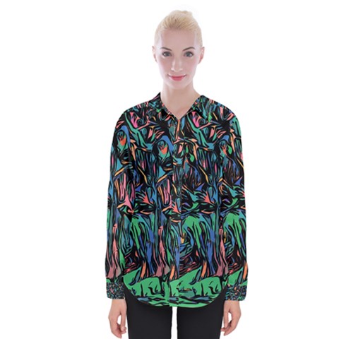 Tree Forest Abstract Forrest Womens Long Sleeve Shirt by Pakrebo