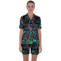 Tree Forest Abstract Forrest Satin Short Sleeve Pyjamas Set by Pakrebo