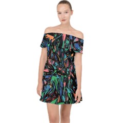 Tree Forest Abstract Forrest Off Shoulder Chiffon Dress