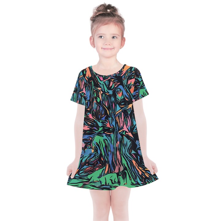 Tree Forest Abstract Forrest Kids  Simple Cotton Dress