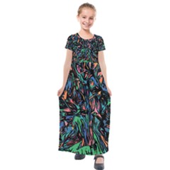 Tree Forest Abstract Forrest Kids  Short Sleeve Maxi Dress by Pakrebo