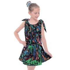 Tree Forest Abstract Forrest Kids  Tie Up Tunic Dress by Pakrebo