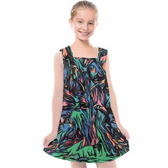 Tree Forest Abstract Forrest Kids  Cross Back Dress by Pakrebo