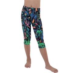 Tree Forest Abstract Forrest Kids  Lightweight Velour Capri Leggings  by Pakrebo