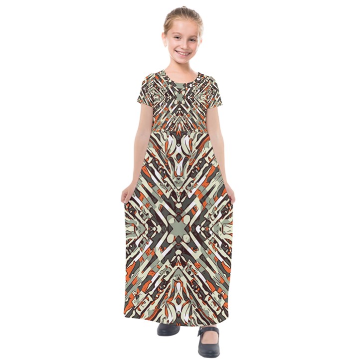 Arabic Backdrop Background Cloth Kids  Short Sleeve Maxi Dress