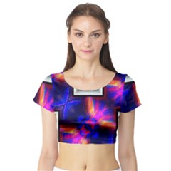 Box Abstract Frame Square Short Sleeve Crop Top by Pakrebo