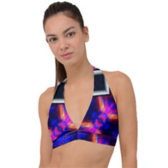 Box Abstract Frame Square Halter Plunge Bikini Top