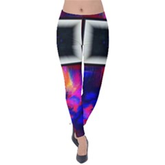 Box Abstract Frame Square Velvet Leggings by Pakrebo