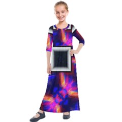 Box Abstract Frame Square Kids  Quarter Sleeve Maxi Dress