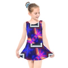 Box Abstract Frame Square Kids  Skater Dress Swimsuit by Pakrebo