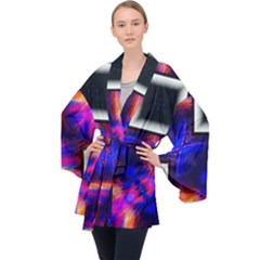 Box Abstract Frame Square Velvet Kimono Robe by Pakrebo