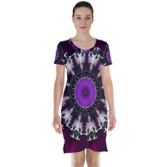 Kaleidoscope Round Circle Geometry Short Sleeve Nightdress by Pakrebo