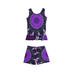 Kaleidoscope Round Circle Geometry Kids  Boyleg Swimsuit by Pakrebo