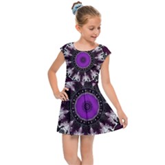 Kaleidoscope Round Circle Geometry Kids  Cap Sleeve Dress by Pakrebo