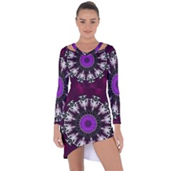 Kaleidoscope Round Circle Geometry Asymmetric Cut-out Shift Dress by Pakrebo