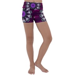 Kaleidoscope Round Circle Geometry Kids  Lightweight Velour Yoga Shorts by Pakrebo