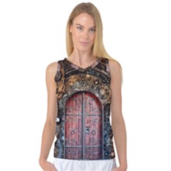 Steampunk Gears Pipes Brass Door Women s Basketball Tank Top by Pakrebo