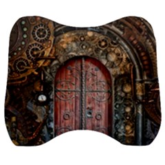 Steampunk Gears Pipes Brass Door Velour Head Support Cushion by Pakrebo