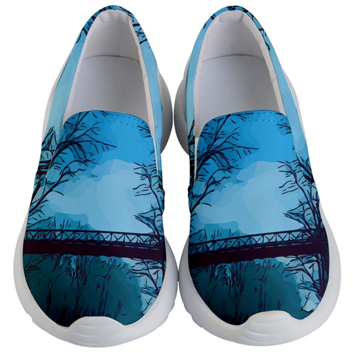 Bridge Trees Walking Nature Road Kids  Lightweight Slip Ons