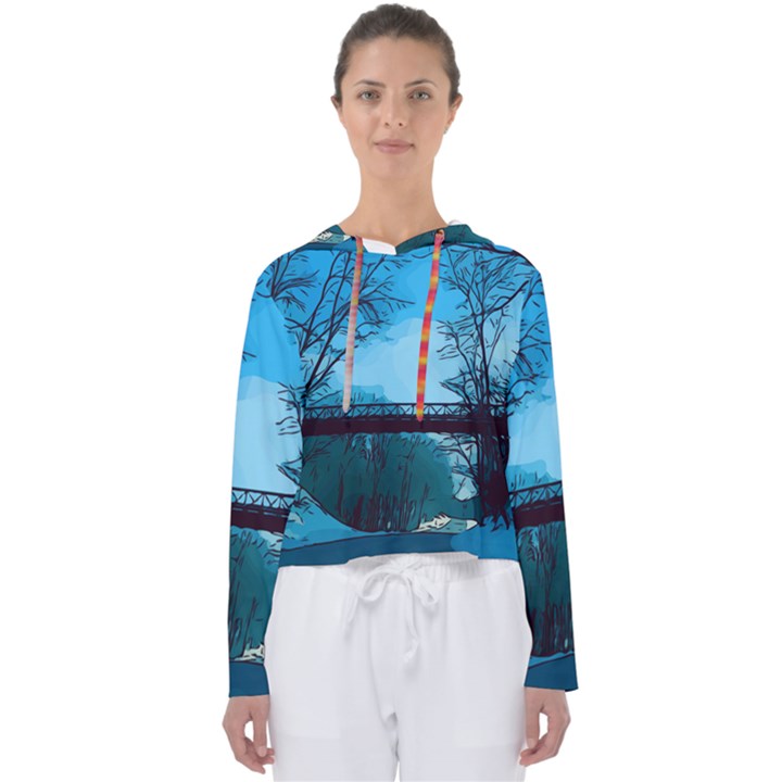 Bridge Trees Walking Nature Road Women s Slouchy Sweat