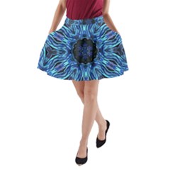 Background Blue Flower A-line Pocket Skirt by Pakrebo