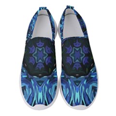 Background Blue Flower Women s Slip On Sneakers