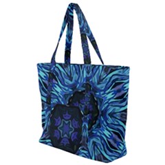 Background Blue Flower Zip Up Canvas Bag