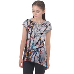 Forest Abstract Artwork Colorful Cap Sleeve High Low Top by Pakrebo