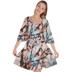 Forest Abstract Artwork Colorful Velour Kimono Dress