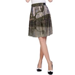 Sea Fortress Lake Reflection Sky A-line Skirt by Pakrebo