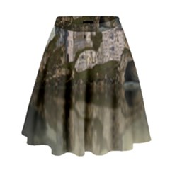 Sea Fortress Lake Reflection Sky High Waist Skirt by Pakrebo