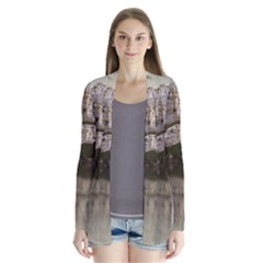 Sea Fortress Lake Reflection Sky Drape Collar Cardigan by Pakrebo