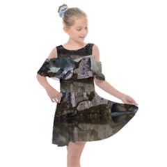 Sea Fortress Lake Reflection Sky Kids  Shoulder Cutout Chiffon Dress by Pakrebo