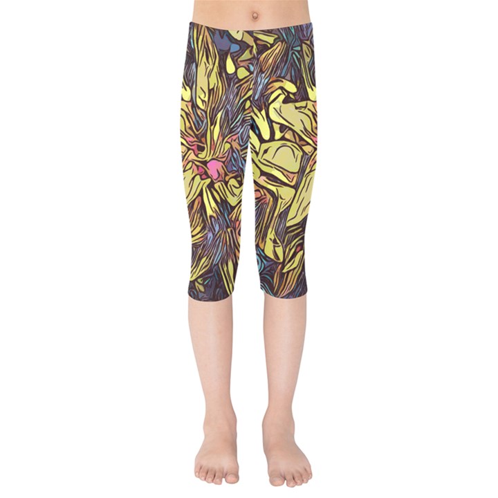 Lilies Abstract Flowers Nature Kids  Capri Leggings 