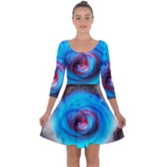 Abstract Kaleidoscope Pattern Quarter Sleeve Skater Dress by Pakrebo