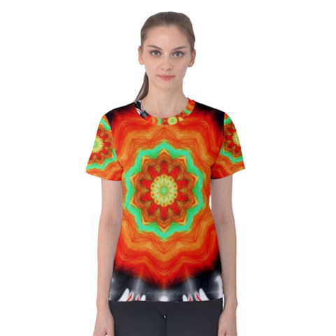 Abstract Kaleidoscope Colored Women s Cotton Tee by Pakrebo