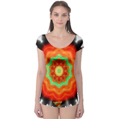 Abstract Kaleidoscope Colored Boyleg Leotard  by Pakrebo