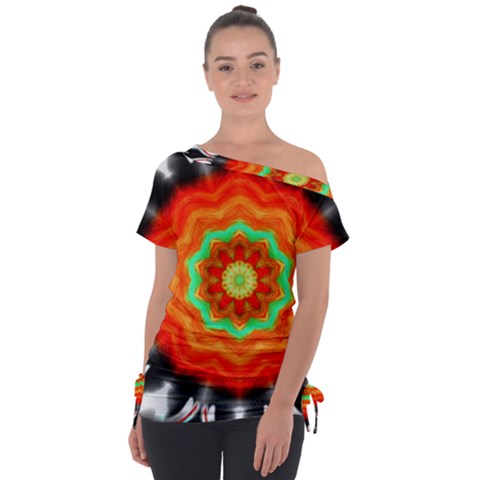 Abstract Kaleidoscope Colored Tie-up Tee by Pakrebo