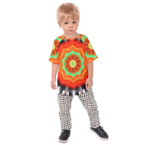 Abstract Kaleidoscope Colored Kids  Raglan Tee by Pakrebo