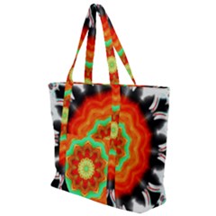 Abstract Kaleidoscope Colored Zip Up Canvas Bag