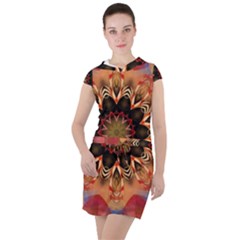 Abstract Kaleidoscope Design Drawstring Hooded Dress