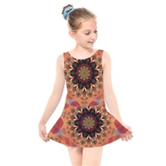 Abstract Kaleidoscope Design Kids  Skater Dress Swimsuit by Pakrebo