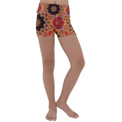 Abstract Kaleidoscope Design Kids  Lightweight Velour Yoga Shorts